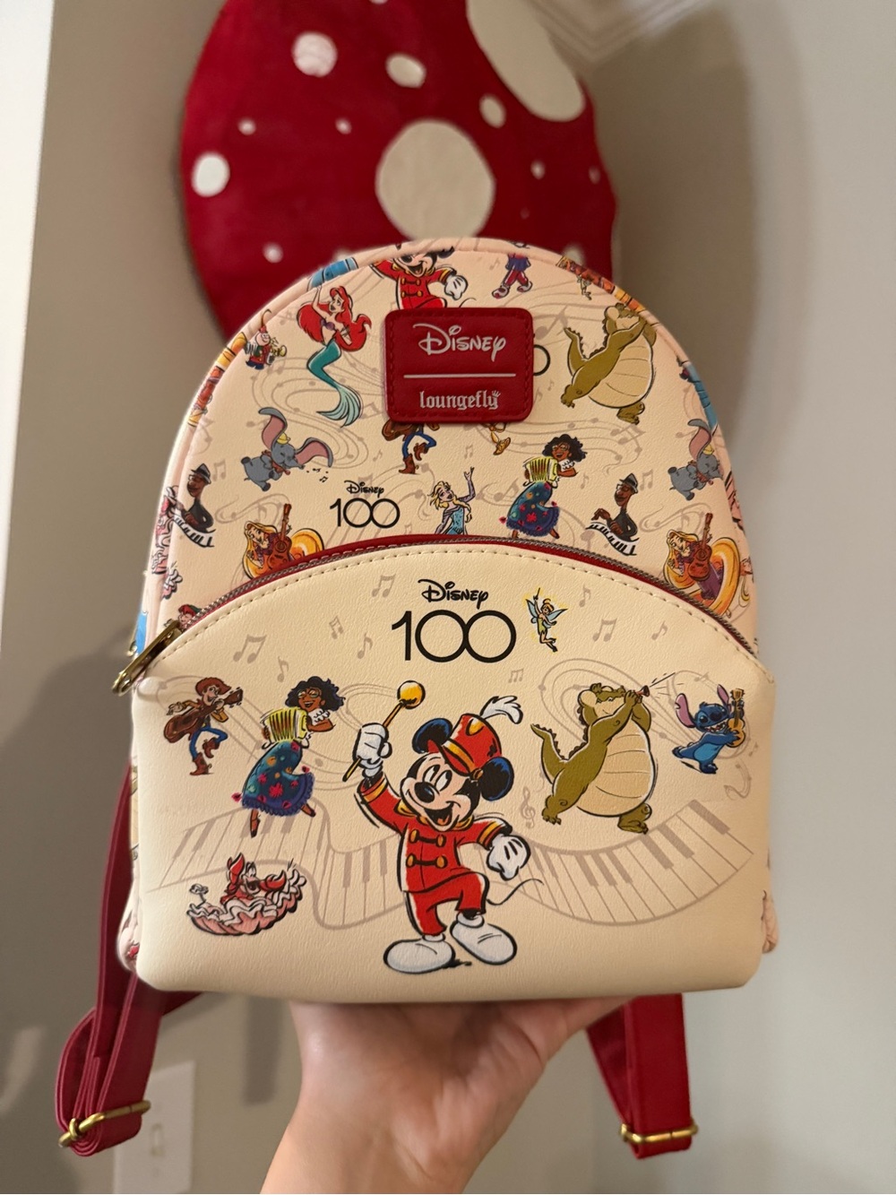 Loungefly Beige & Red Disney 100 Mickey Mouse Mini Backpack